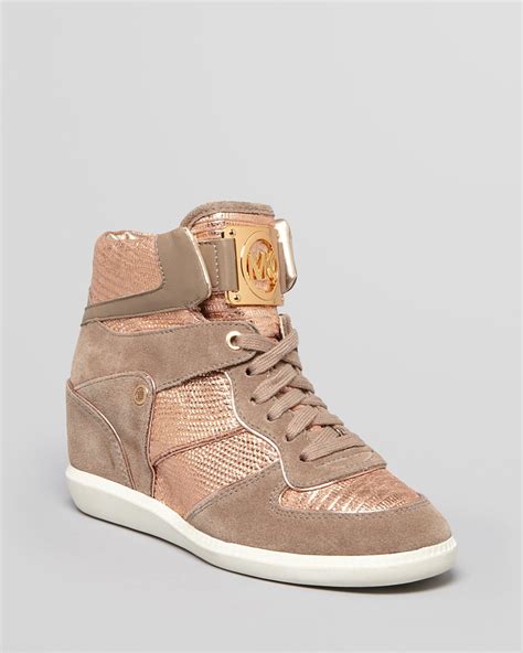 michael kors robin high top sneakers|Michael Kors rose gold sneakers.